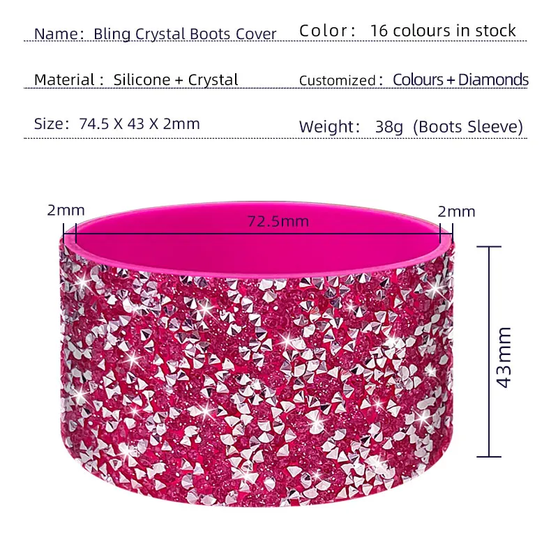 Unique Design Bling Rhinestones tumbler boot Bottle Accessories Crystal DIY Boots Anti Slip Silicone Bottle Sleeve