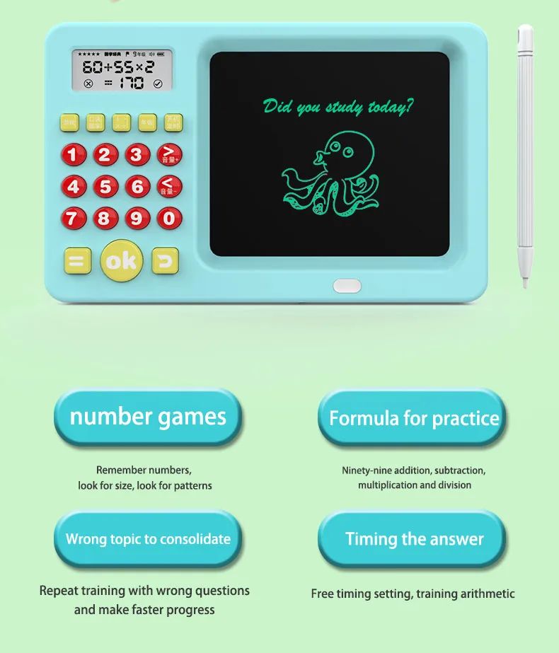 New Gift Toys 2 In 1 Kids Electronic Mental Arithmetic Balance Trainer Oral Math Counter Calculator LCD Writing Tablet