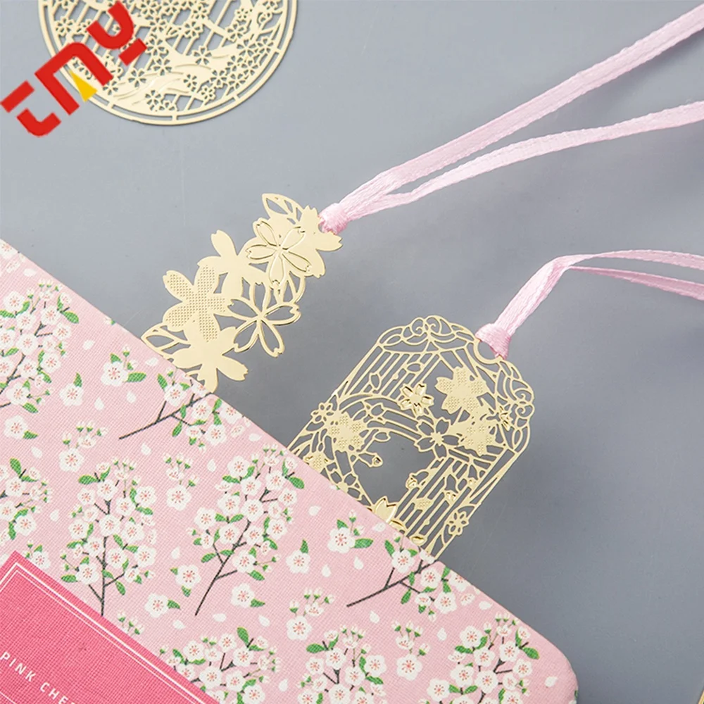 Chinese Wholesale Personalized Custom Gold Promotional Metal Bookmarks For Books With Tassels