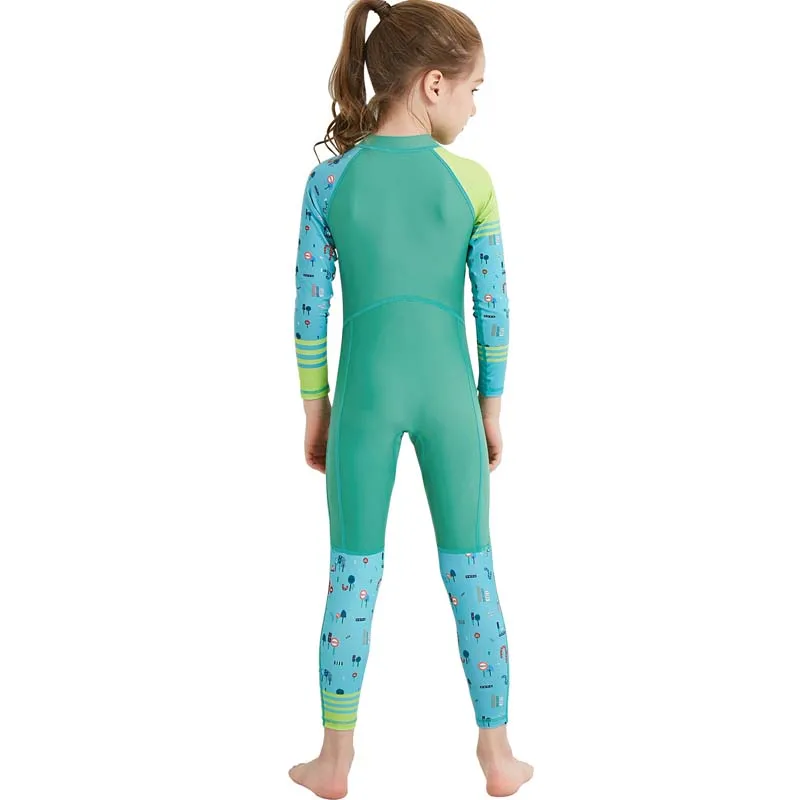 One Piece Wetsuit Unisex Protect UV Long Sleeve Child Kids Full Swimsuit Zipper Swimwear Bikini For Children Kids