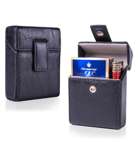 Portable Leather Soft Cigarette Box Cigarette Pack Lighter Position Cigarette Case