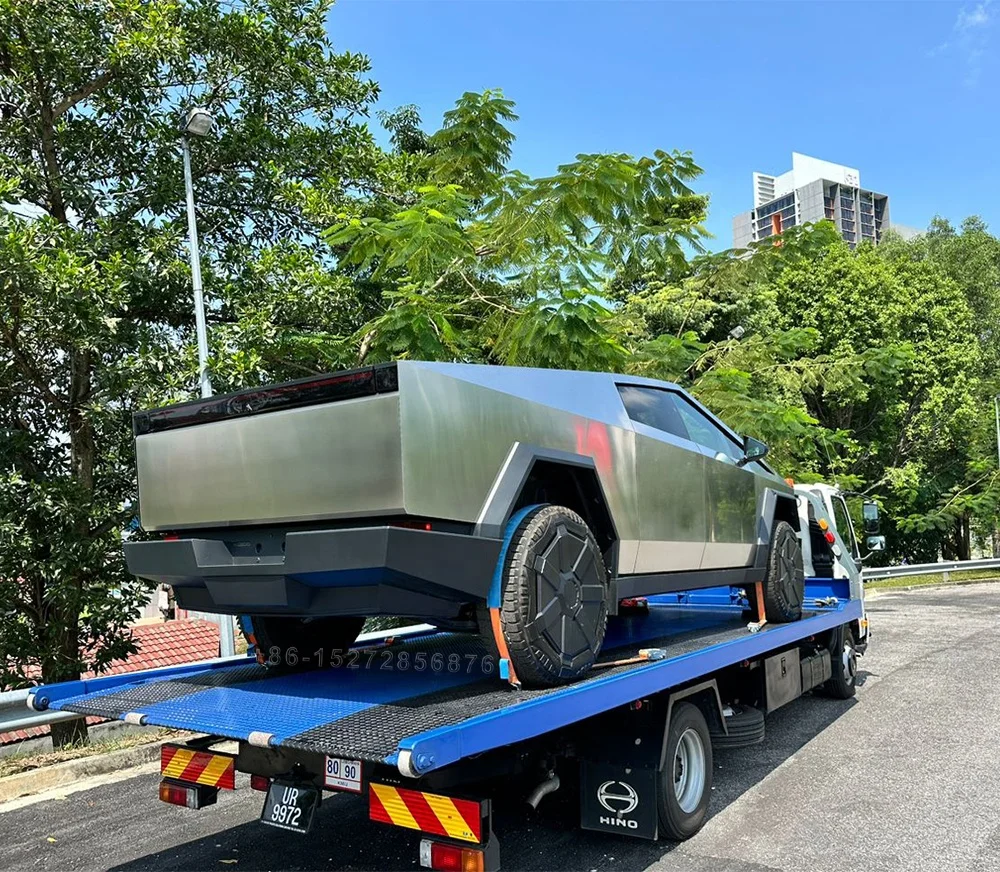 HINO full-landing 5 ton flat bed car carrier for TESLA 4 tons 5.6m 6.4m rollback 19ft 21ft flatbed platform truck