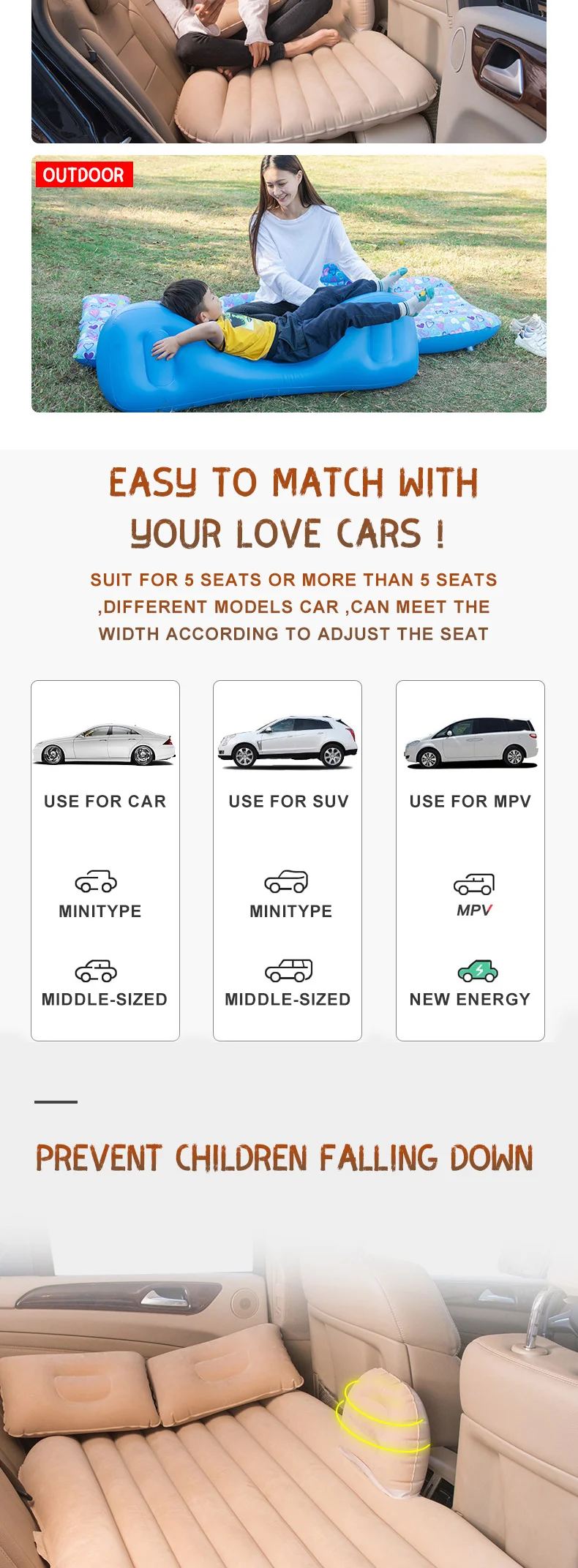 Wholesale Automobile car mattress portable quick inflating car air bed inflatable  car air mattress