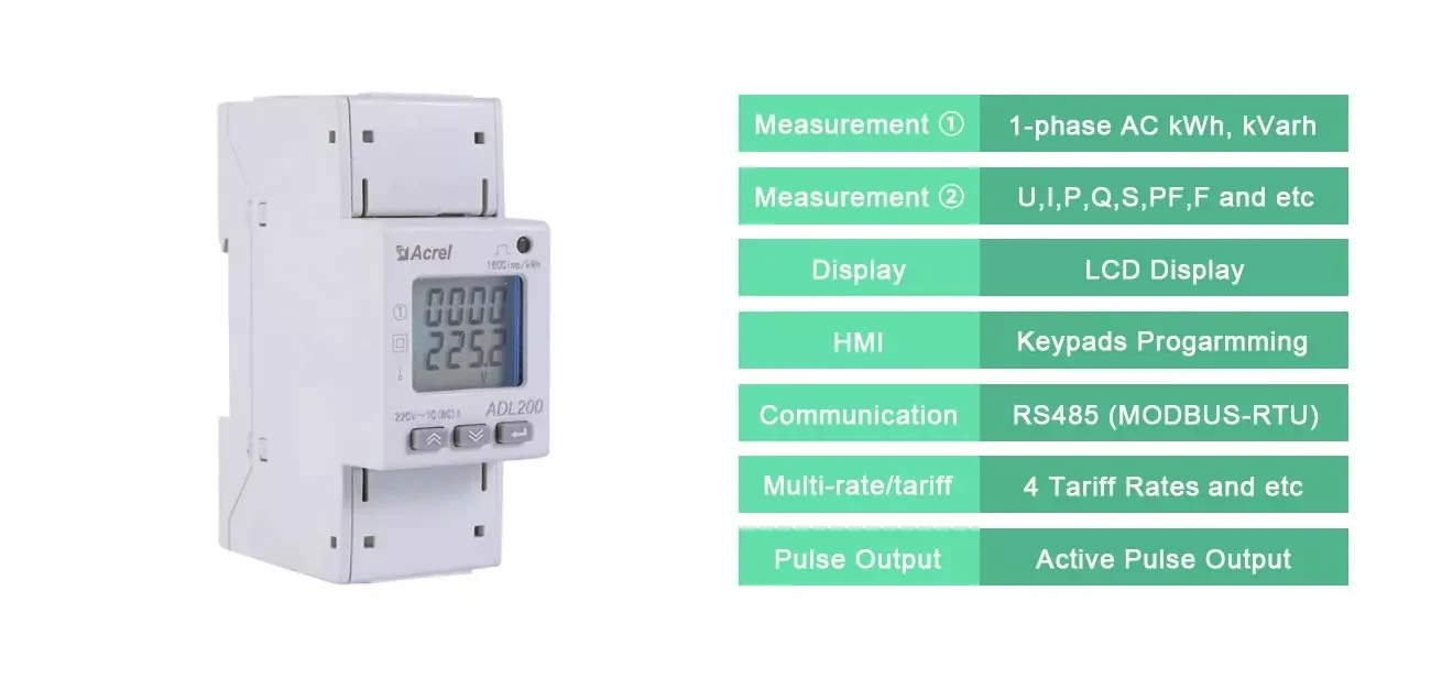 Mid Certified Din Rail Monophase Single Phase Energy Meter with MID certificate For Solar Monitoring System