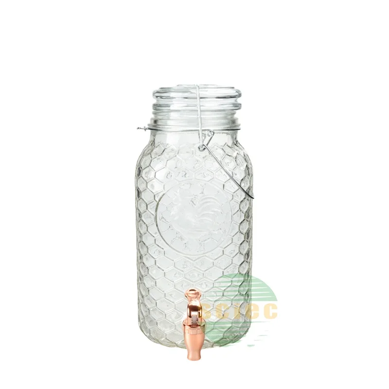 wholesale 1gallon 1.5gallon 2gallon large round Glass Mason Jar lemon Juice beverage dispenser bottle with clip wire glass  lid
