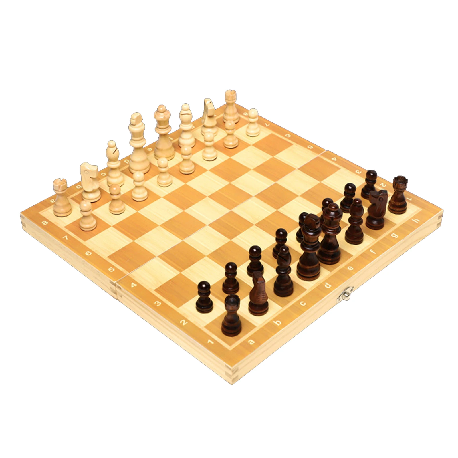
Wooden Magnetic Chess Pieces Set with Folding Chessboard Gifts 