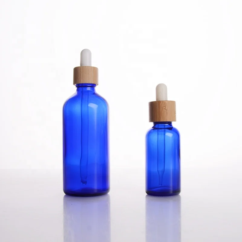 Wholesale 5ml 10ml 15ml 20ml 30ml 50ml 100ml blue color glass essential oil dropper bottles