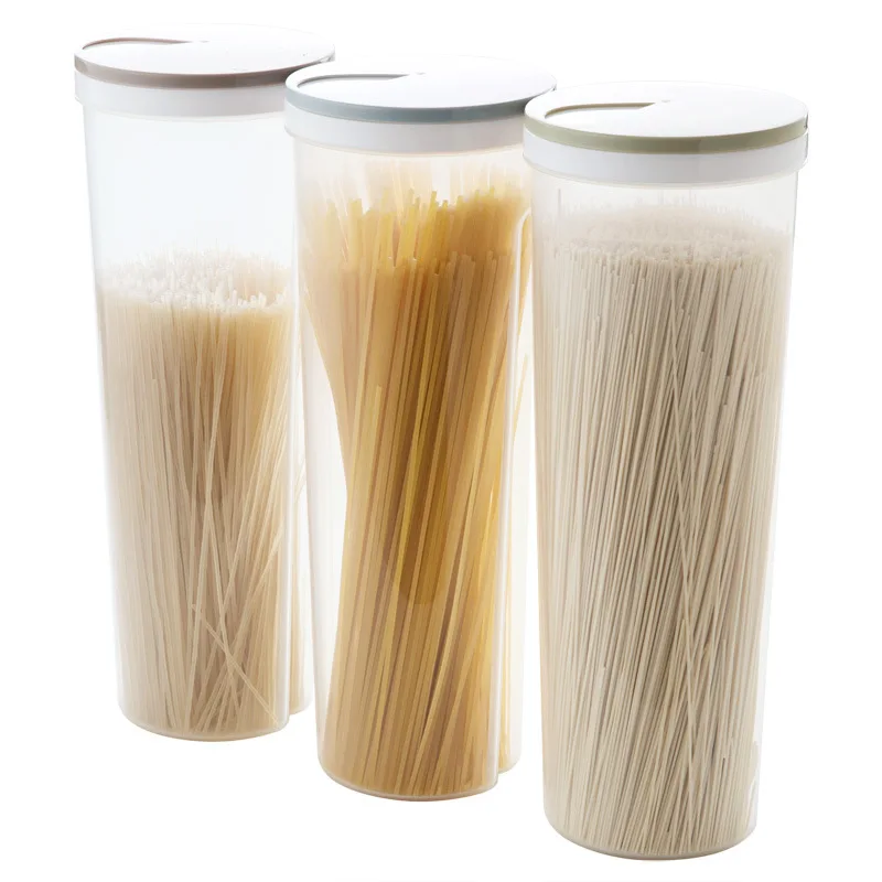 Plastic Tall Food Storage Spaghetti Noodle Pasta Container with Locking Lid Airtight  Dry Food Keeper Canister