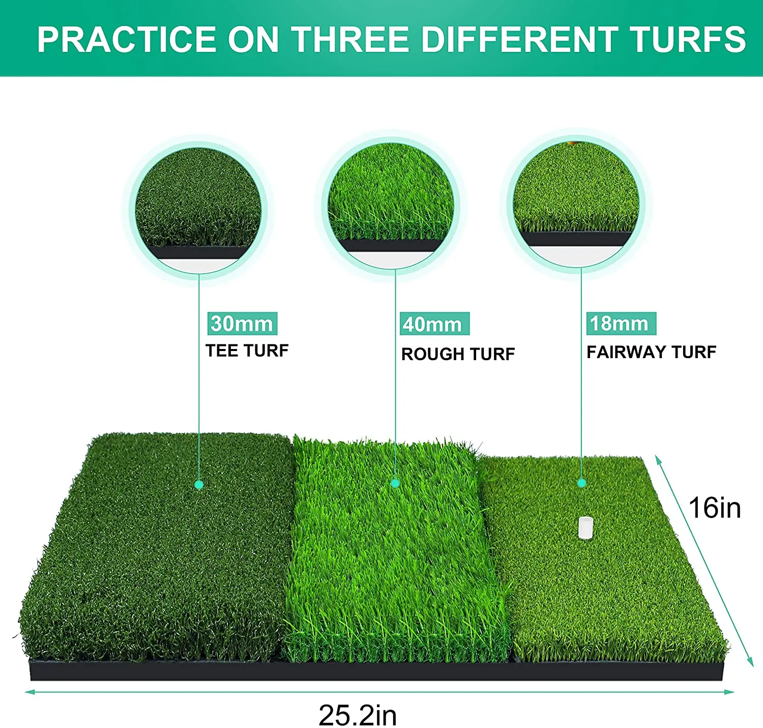 3 In1 Foldable Outdoor Indoor Practice Driving Range Hitting Training Putting Turf Golf Mat