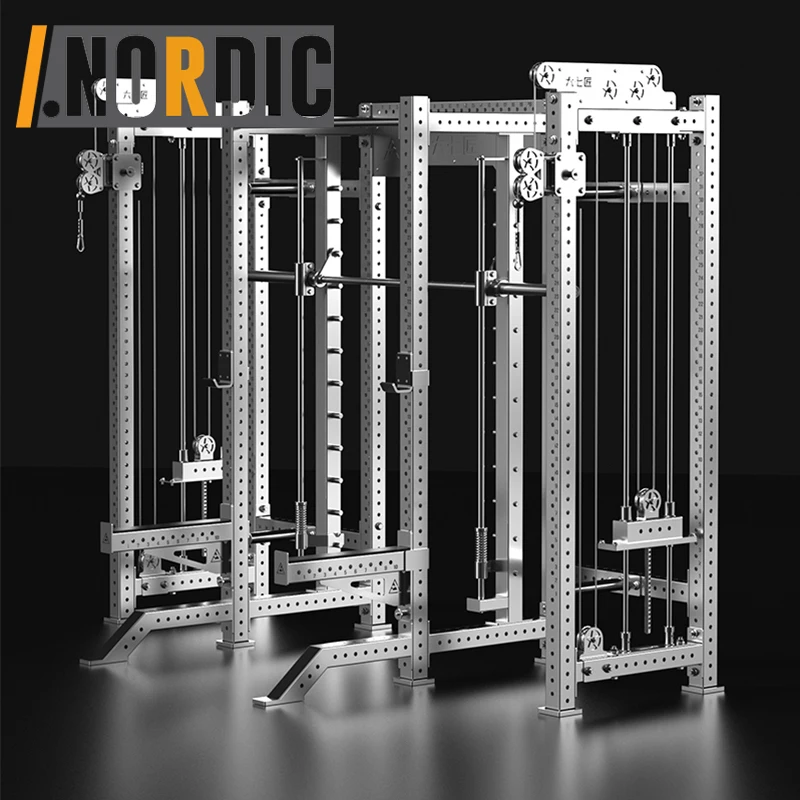304 Stainless Steel Power Cage Rack with Pull Up Bar, Safety Straps and J-Cups. Rig Squat Cage, Bench Press Rack