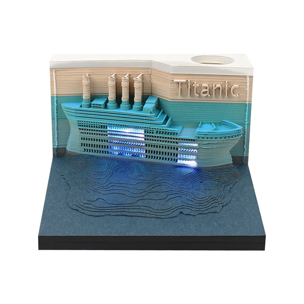 3D Memo Pad Kawaii Pen Holder Titanic Ship Model Custom Sticky Notes With Desk Calendar 2022 For School Office Decor
