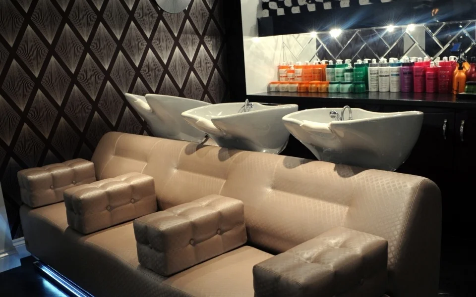 white beauty salon double seat hair washing chair shampoo bed for salon