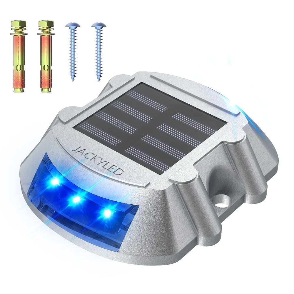 JACKYLED Solar Driveway Waterproof Light Aluminum Solar Charging Outdoor Highway Road Stud Light