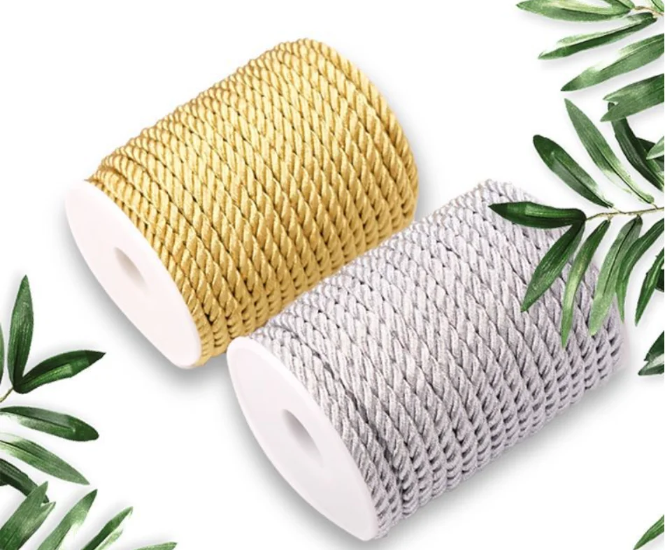 Custom 5mm 3-Strand Gold Silver Metallic Yarn Twisted Cord Curtains Accessories