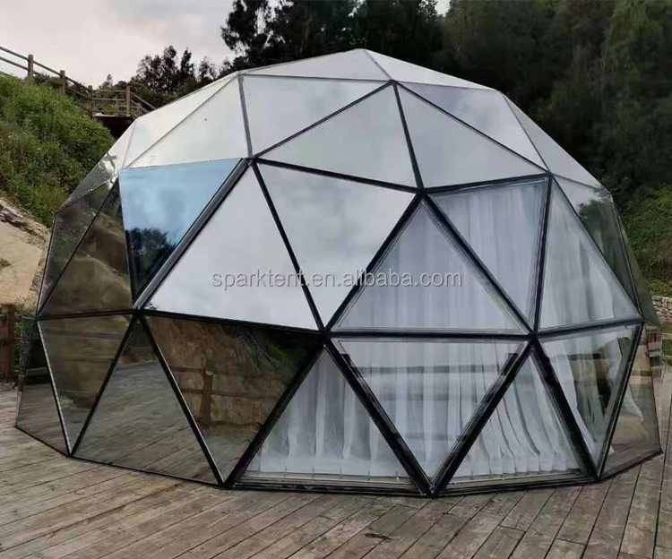 Geodesic Glass Dome Tent For Event And Luxury Hotel And Home With Double Open Glass Door And Window