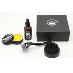 Private Label Organic Balm Brush Roller Mustache Shaving Soap Men Grooming Care Beard Growth Kit Beard Growth Oil Kit