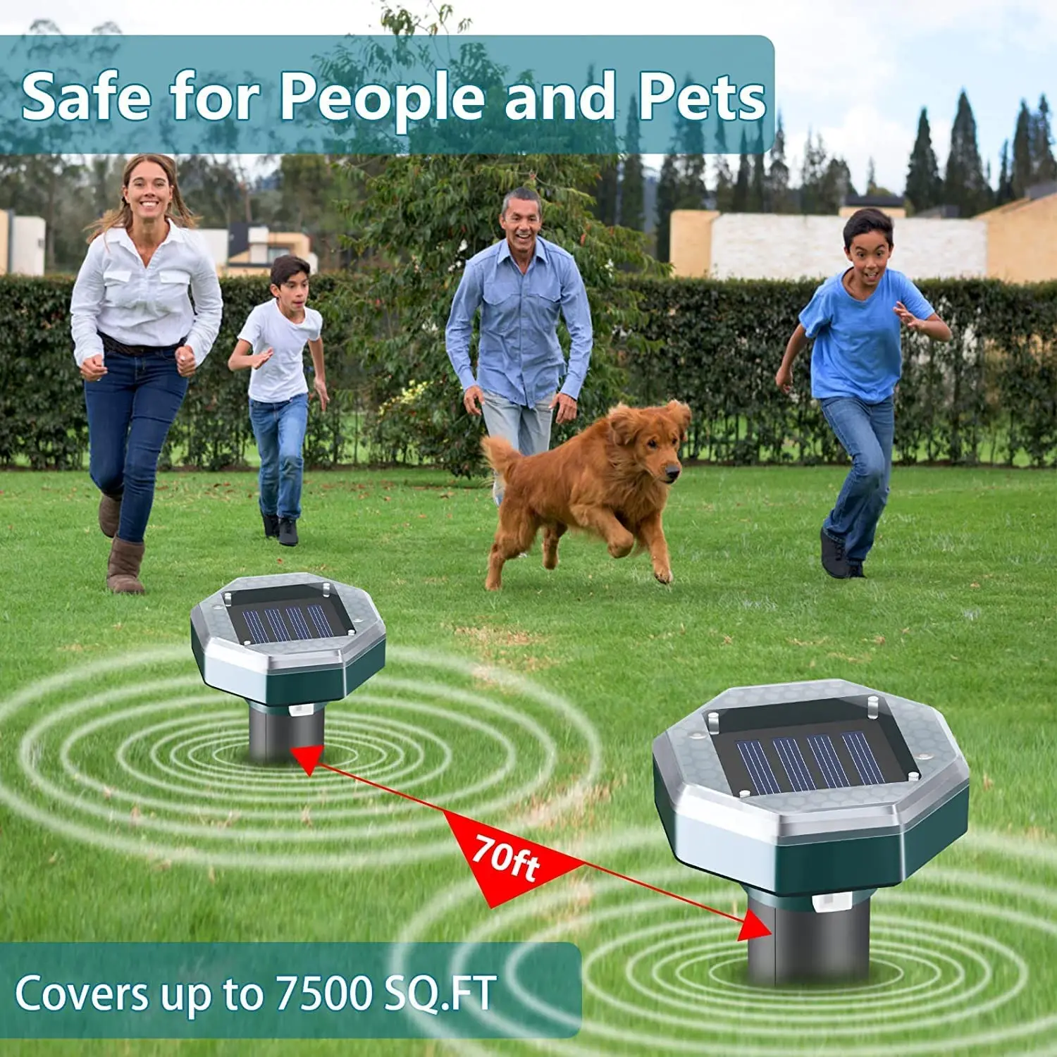 2024 new product Outdoor 360 solar powered ultrasonic animal repeller