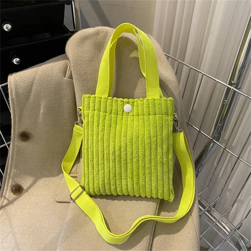 Women Corduroy Shoulder Bag Spring Summer Fashion Handbag Mini Tote Bag