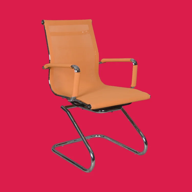 Simplified orange middle back net chair with armrest JYX-V-9031
