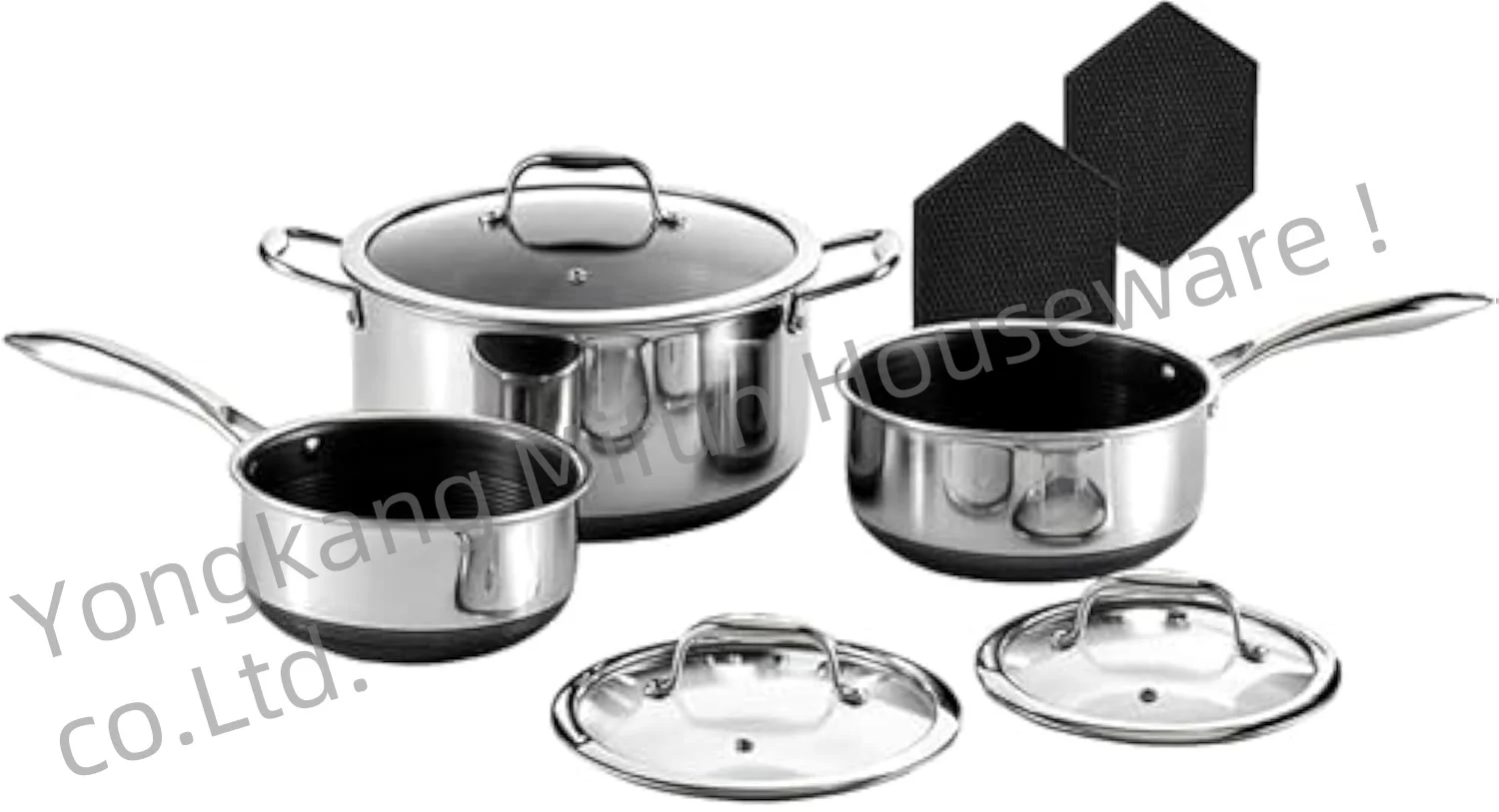 Factory wholesale household Stainless steel kitchenware Coated non-stick pan cookware sets