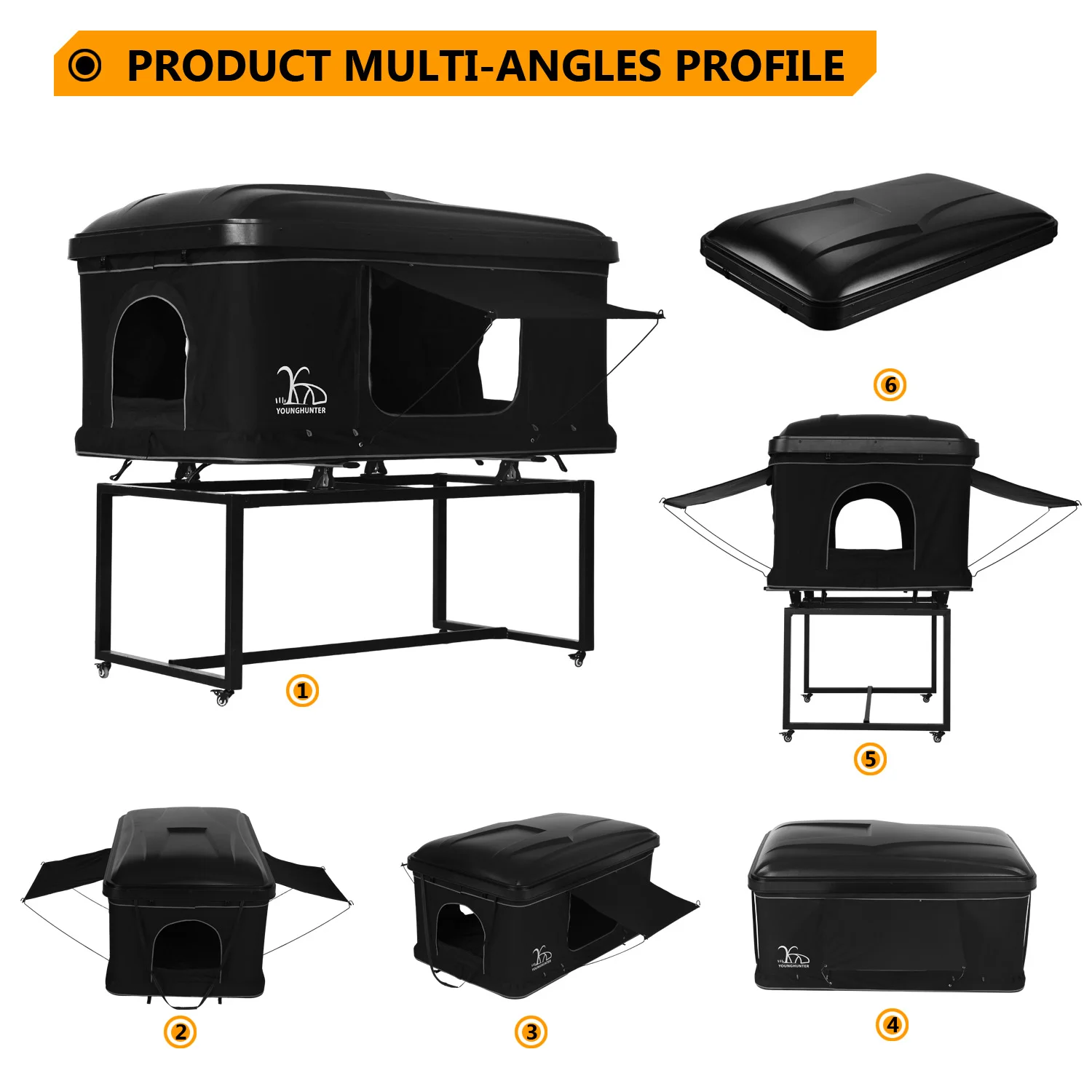 2021 New outdoor camping pop up foldable hard shell vehicle open SUV hardtop roof top tents car