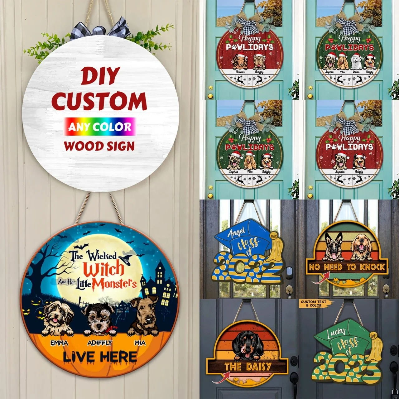 Wholesale Sale New Design Garden Round Hanging Welcome Home Door Wooden Sign Wooden Front Porch Decorations Welcome Wooden