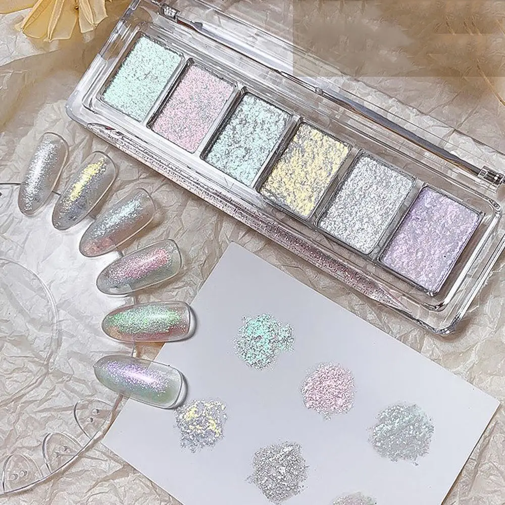 1Box Bling Mud Solid Nail Glitter Powder Super-Bright Fire Opal Crystal Chrome Rubbing Powder Aurora Shell Mirror Powder