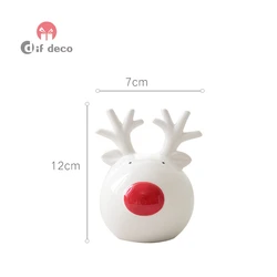 Customized Cute Ceramic Elk Snowman With Hats for Ornaments Christmas