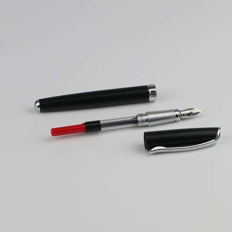 
Amazon best selling luxury metal fountain pen black classic customized engarve logo metal fountain pen ink 