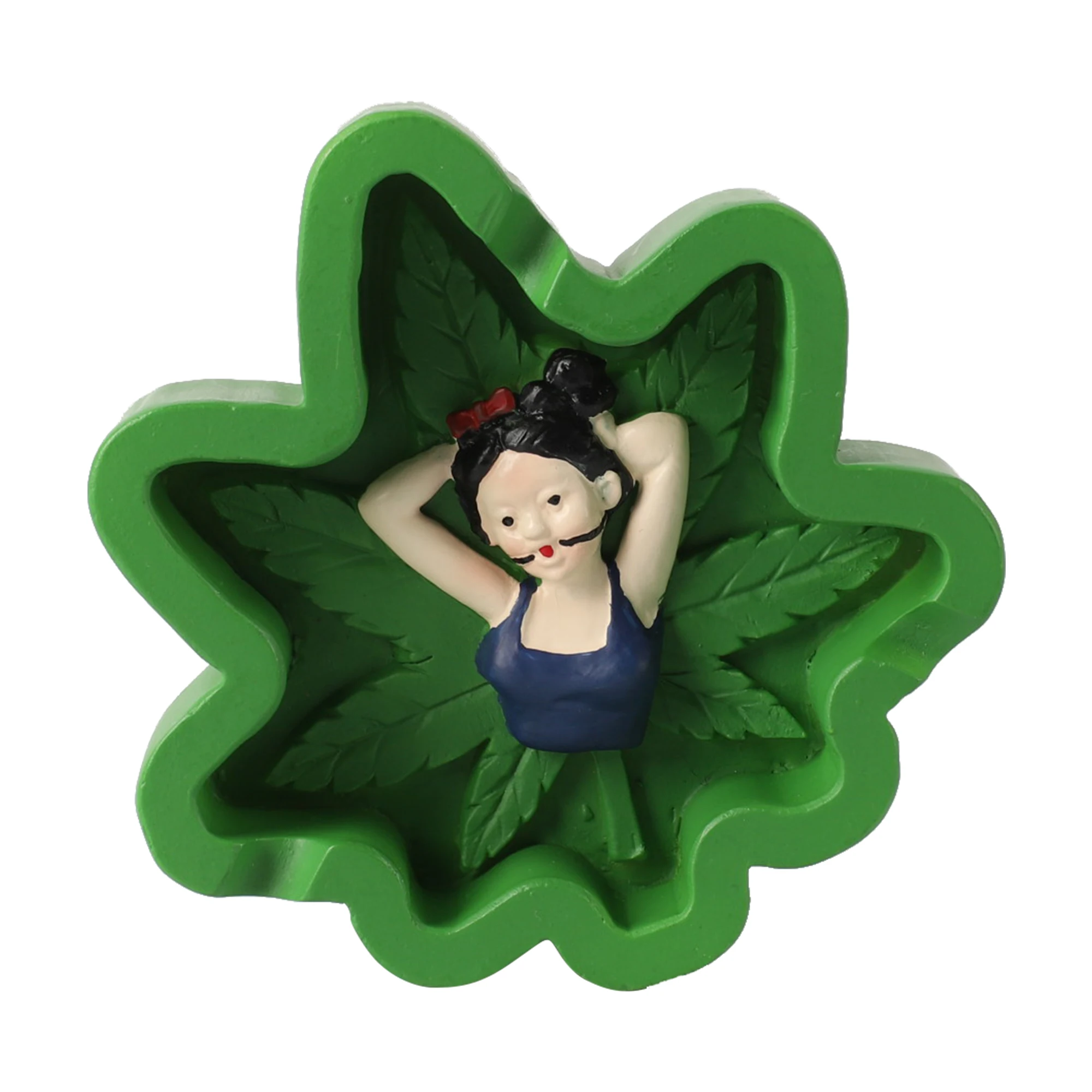 UKETA Customized New Design portable smoking accessories Leaf shape Ash tobacco table pull ring cigarette resin ashtrays