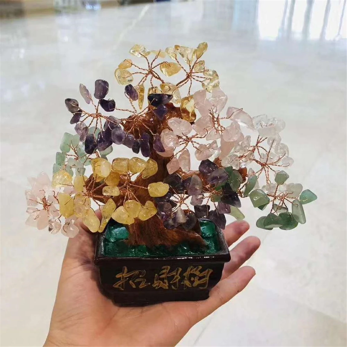 Hot Sale Natural Quartz Stone Money Tree Lucky Crystal Stone Home Furnishing christmas tree quartz