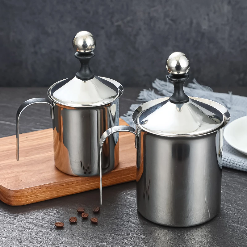 Manual 304 Stainless Steel Whipped Cream Dispenser Handheld Coffee Cappuccino Milk Foam Maker Frother