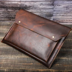 Винтажная кожаная сумка Crazy Horse для ноутбука Macbook Pro 16 дюймов Air m2 m1