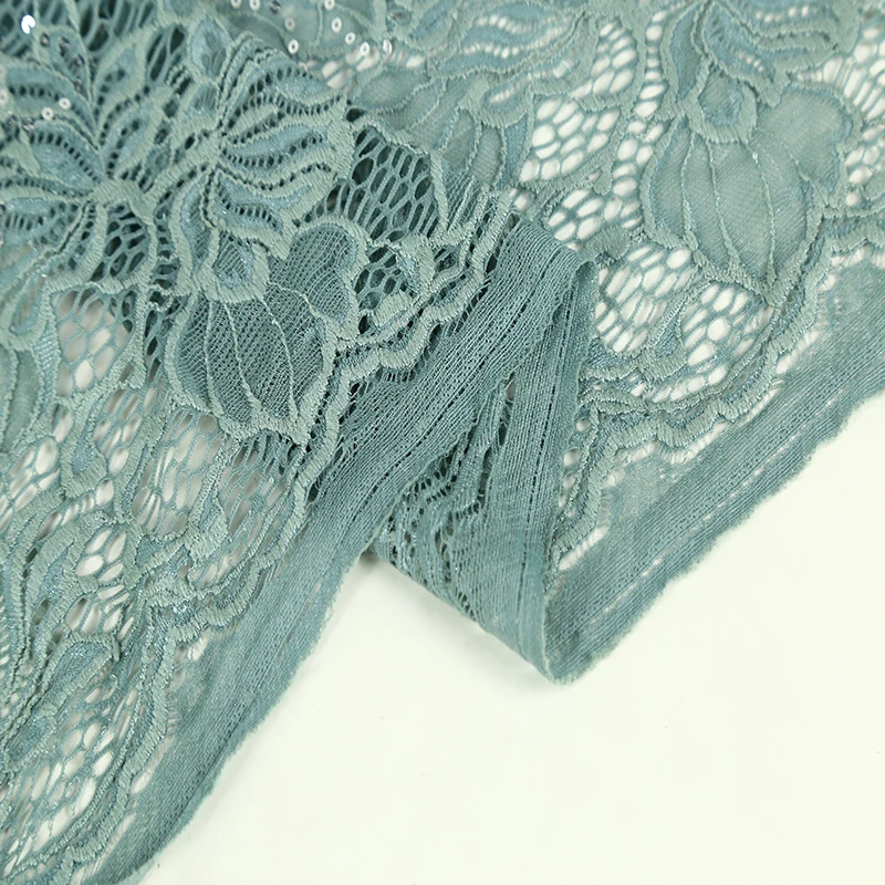 2025 latest lace embroidery China tulle lace fabric and stone green high quality net lace dancewear fabric