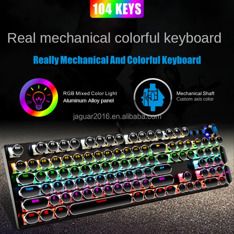 Amazon hot selling full-size 104 key gaming keyboard aluminum alloy pink panel mechanical keyboard for desktop laptop