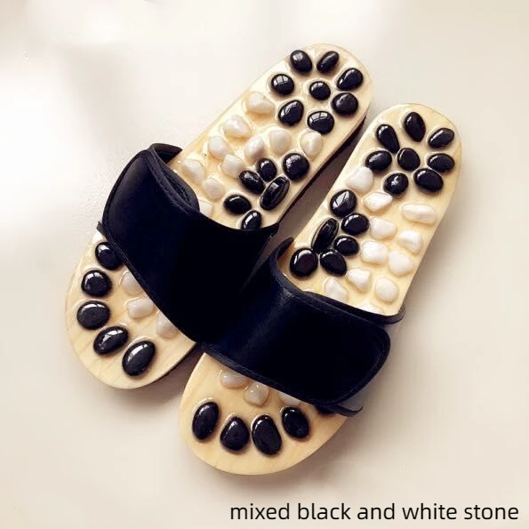Shoes Men New Item Launch Foot Care Man Sandals Acupressure Slippers Agate Massage Shoes Natural EVA Wood Unisex Mesh a Pair