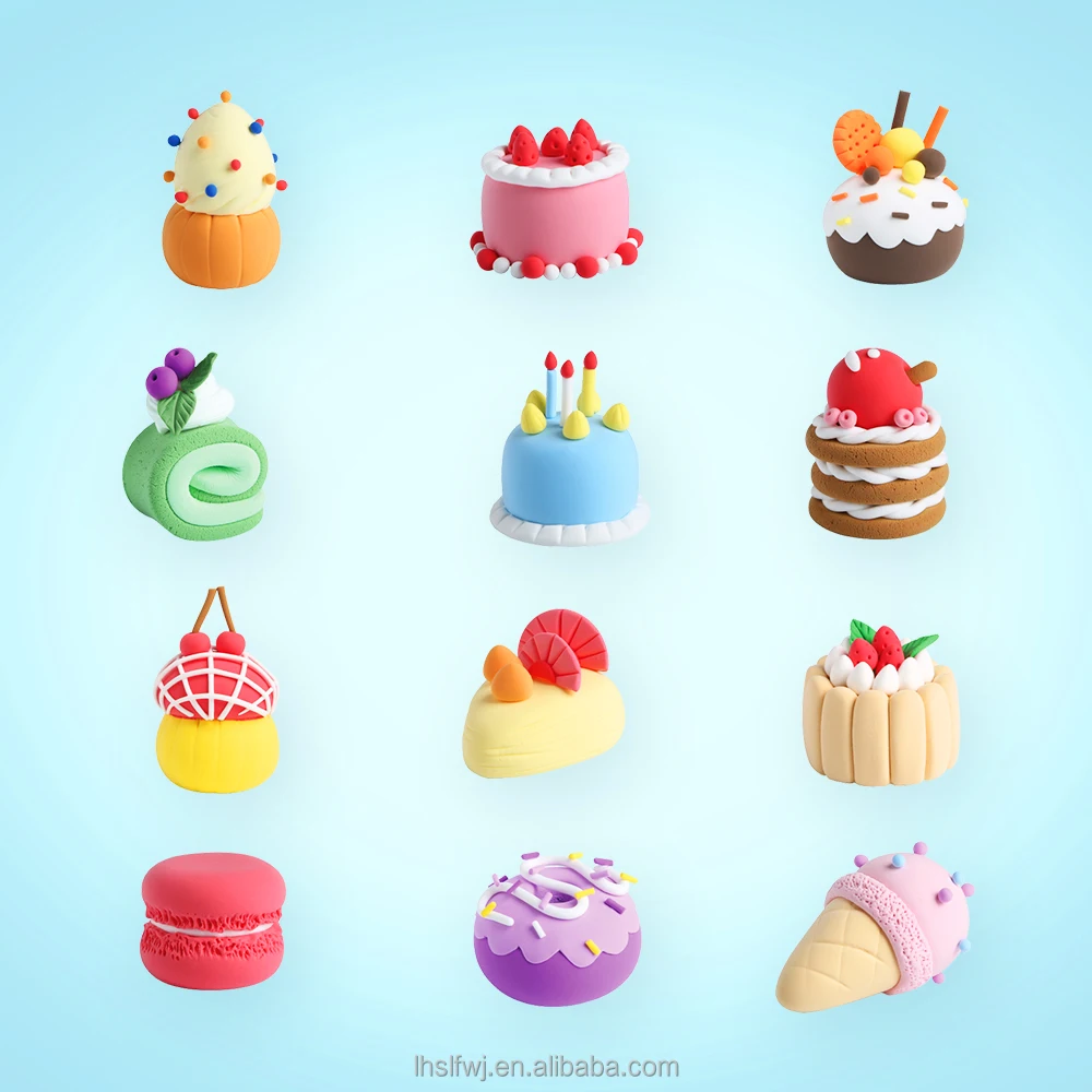 Kids 4 Colors/ card Dessert Series Soft Super Light Clay Kit Modeling Air Dry Polymer Clay For DIY Handmade Toys