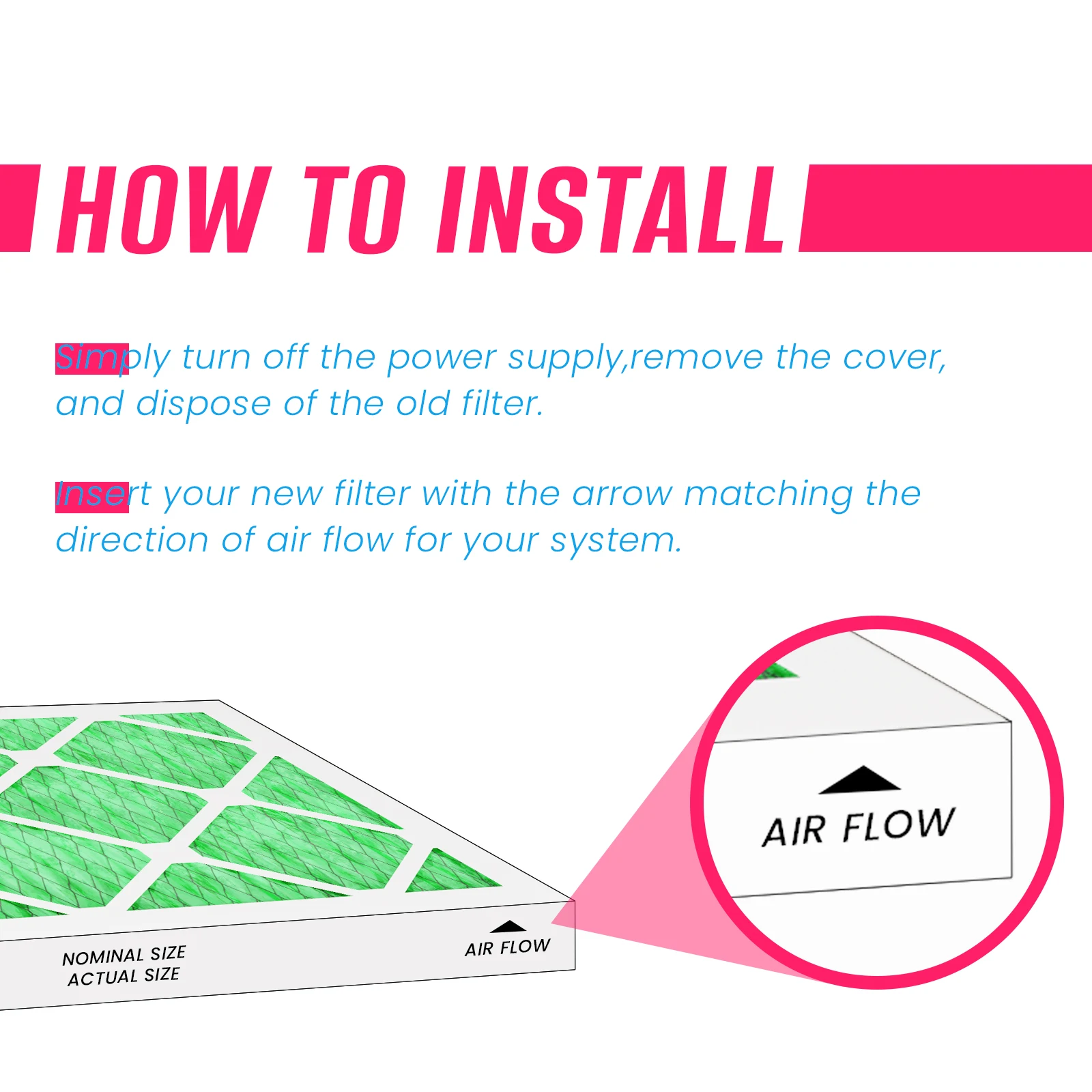 U.S. Standard For  Household Use 20x25x2 Pleated Paper Frame AC Furnace Replacement Filter