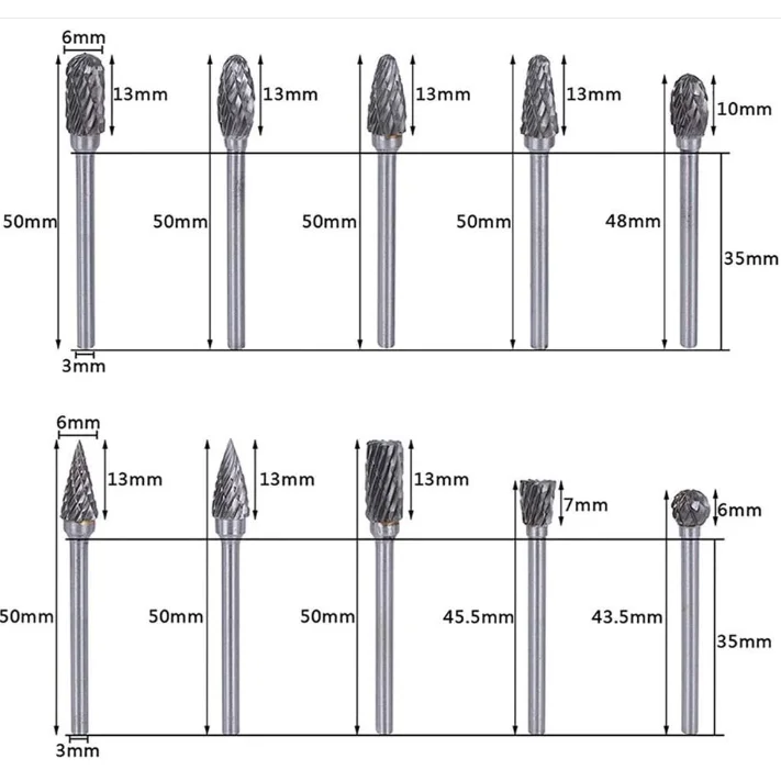 Hot Sale Carbide Rotary Burrs Tungsten Carbide Rotary Burr for Woodworking Drilling Metal Carving Engraving Polishing