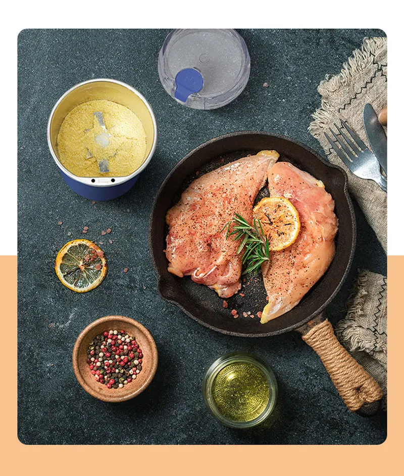 One-touch Push-Button Stainless Steel Spice Grinder for Herb Peanut Grains Beans Coffee Grinder Electric