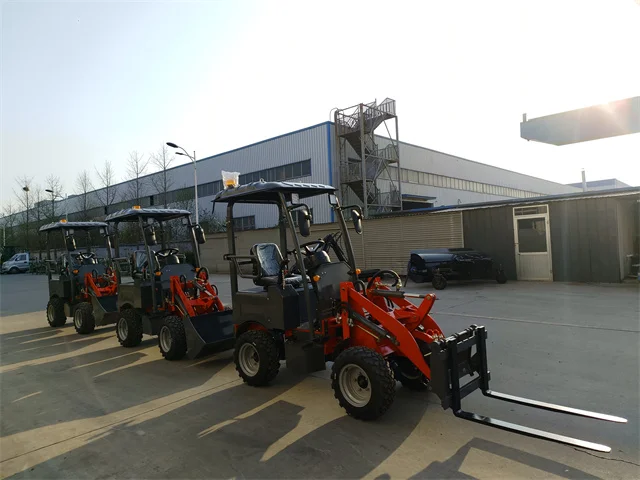 Mini 4wd electric wheel loader with quick attach pallet fork for horse/cattle farm/chicken coop