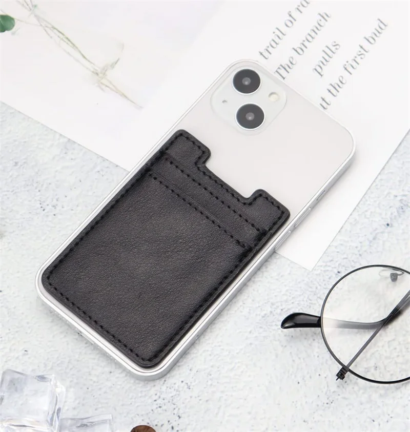 2cards Phone Card Holder,Leather Phone Wallet Adhesive Stick On Credit Card Pocket for Back of Phone Case
