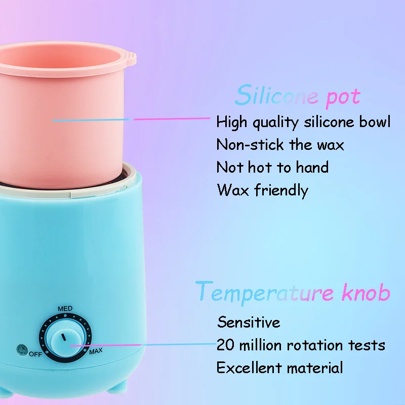 250ml Blue Case Hair Removal Mini Silicon Pot Wax Warmer Machine Beauty Device With Natural PP Materials For Whole Body DIY