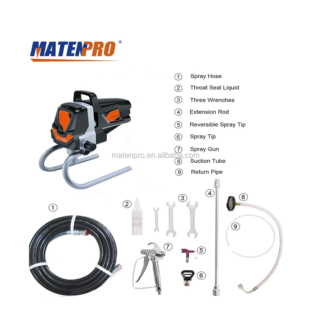 
Portable Electric Airless Paint Sprayer piston pump 1100W with CE Painting MT-2100 