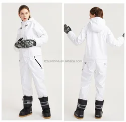 OEM wholesale fashion padded hooded waterproof windproof snowboard ski jacket ski overalls womens