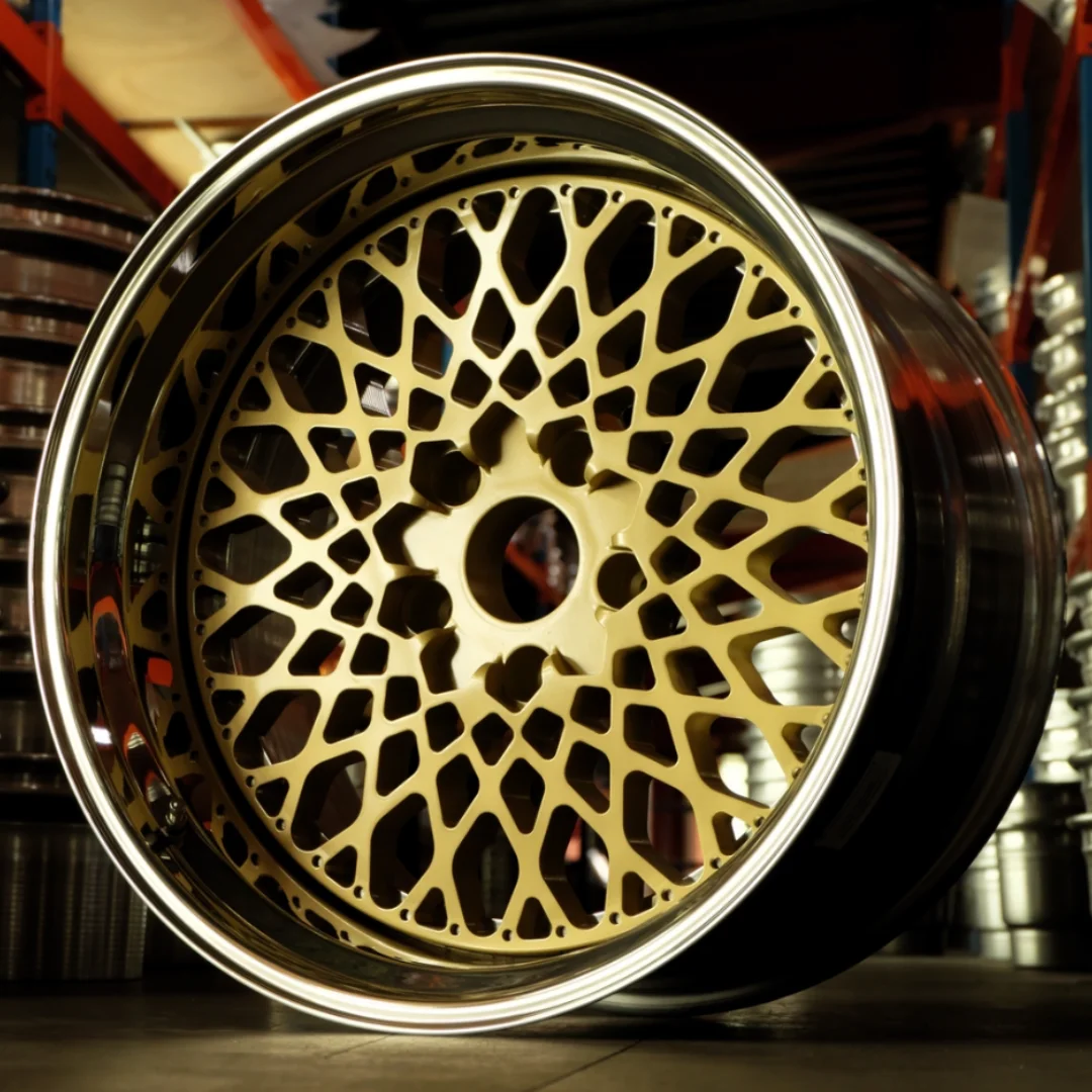 Bk custom 3 pc forged 5x120 5x130wheels 15 16 17 18 19 inch 7j to 14 j mesh design e50 gold  wheel rim for BMW Porsche VW Honda