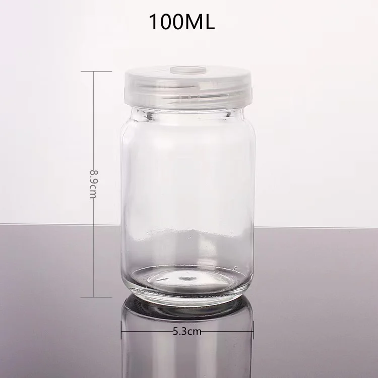 4oz 100ml slim tissue culture vessel glass bottle jars for plant with breathable caps