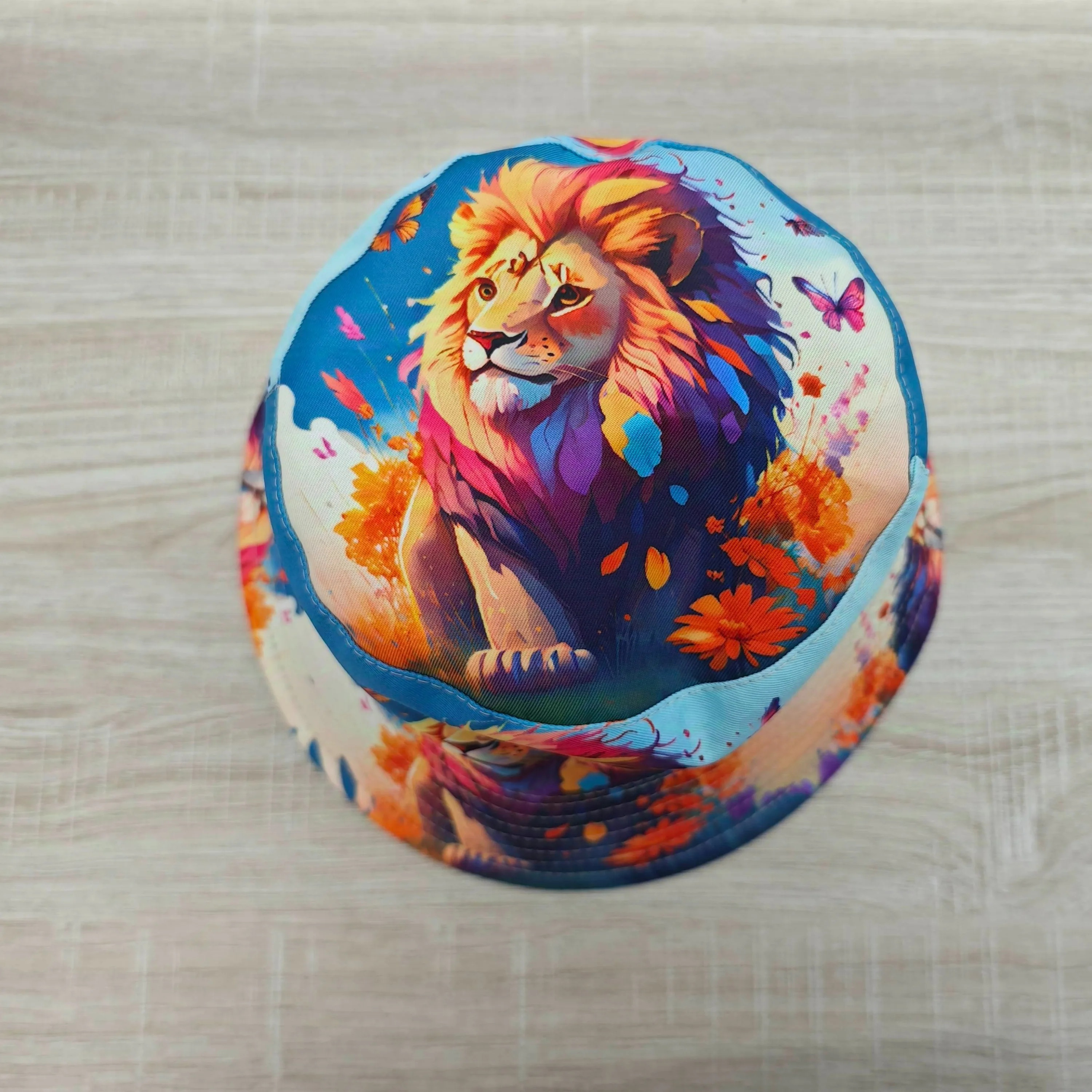 2024 Custom Lion Logo Bucket Hats High Quality Pure Polyester Outdoor Beach CapEmbroidered White Brand Boonie Hats for Summer
