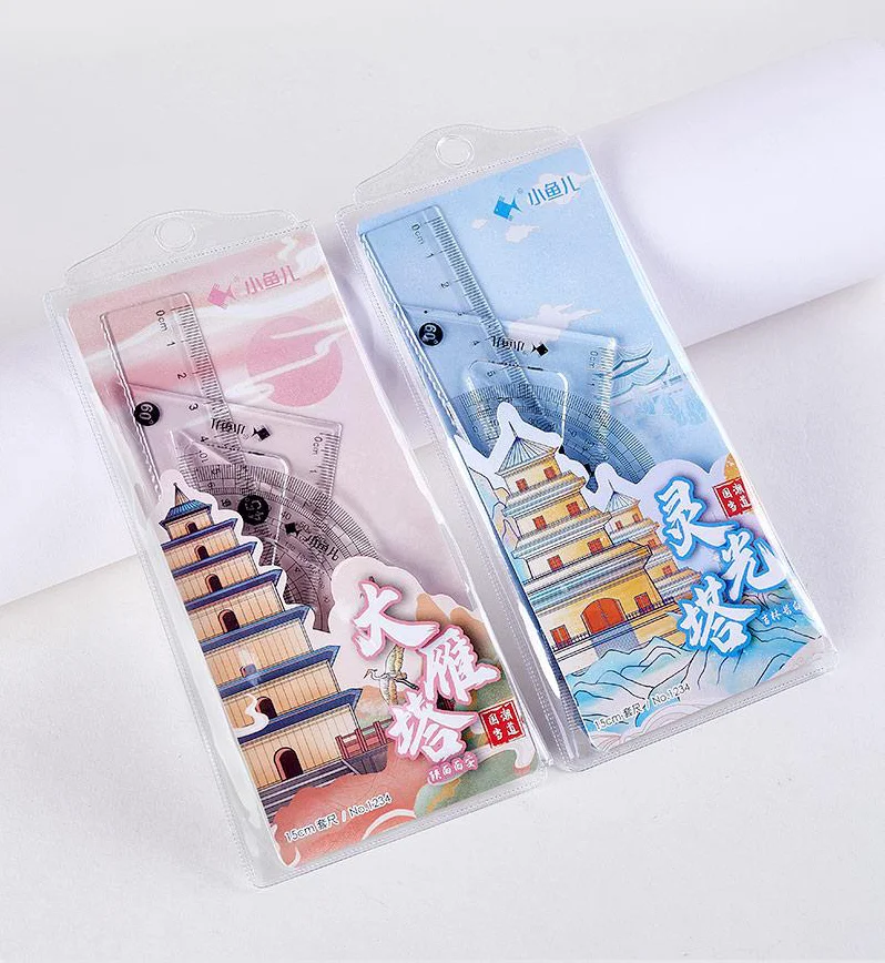 Изготовленным на заказ логосом оптовая продажа 15 см прозрачный пластик масштабная линейка набор для школы канцелярские принадлежности