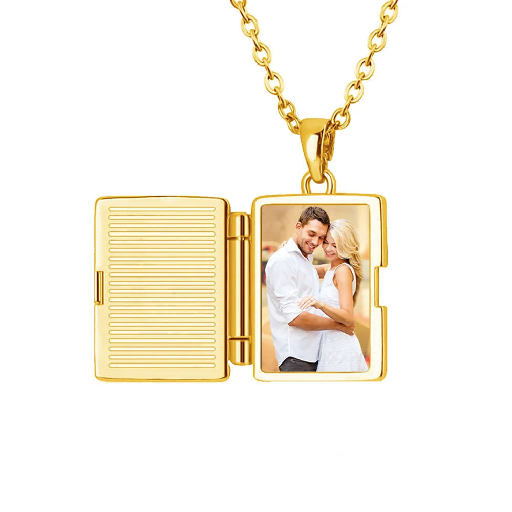 Valentines Day Necklace Wholesale Copper Material Gold Album Envelope Necklace DIY Color Printed Pendant Necklace